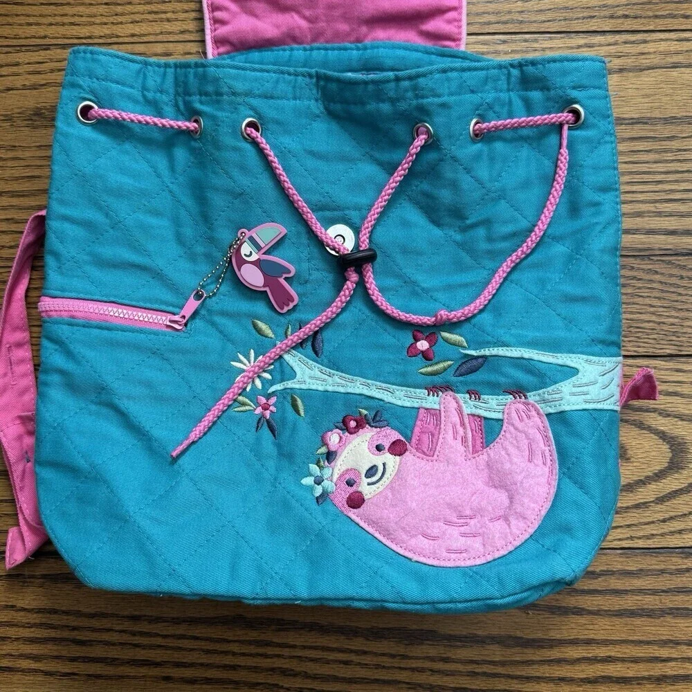 Stephen Joseph Beautiful Pink Sloth Children's‎ Backpack Colorful Quilted